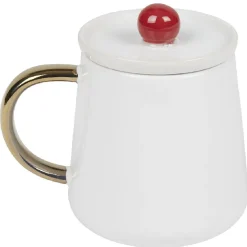 Vaisselle Et Accessoires De Table<Gifi Mug blanc hibou mandala avec anse dorée et couvercle