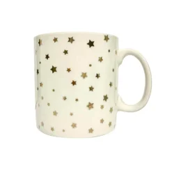 Gifi Mug blanc motifs étoiles dorées| Vaisselle Et Accessoires De Table