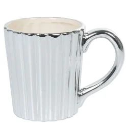 Gifi Mug cupcake gris argenté avec couvercle blanc| Vaisselle Et Accessoires De Table
