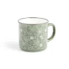 Gifi Mug décor feuille automne en porcelaine vert et blanc 320ml| Vaisselle Et Accessoires De Table