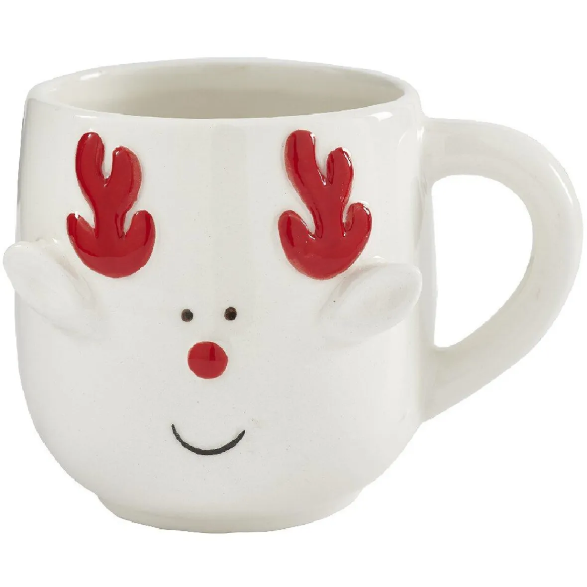 Gifi Mug de Noël blanc motif relief tête de renne cornes rouge 37 cl| Vaisselle Et Accessoires De Table