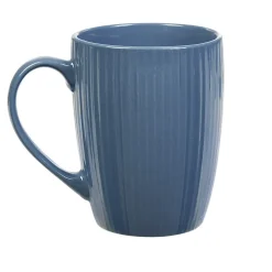 Gifi Mug en porcelaine 35 cl bleu avec rainures verticales en relief| Vaisselle Et Accessoires De Table