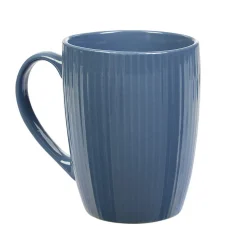 Gifi Mug en porcelaine 35 cl bleu avec rainures verticales en relief| Vaisselle Et Accessoires De Table