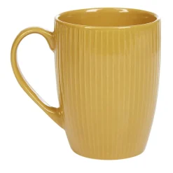 Gifi Mug en porcelaine 35 cl jaune moutarde rainures verticales en relief| Vaisselle Et Accessoires De Table
