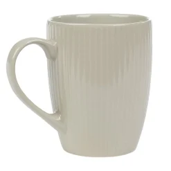 Gifi Mug en porcelaine 35 cl uni lin avec rainures verticales en relief| Vaisselle Et Accessoires De Table