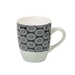 Gifi Mug en porcelaine motif rosace noir blanc 33 cl| Vaisselle Et Accessoires De Table
