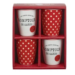 Gifi Mug en porcelaine rouge pois blanc 20 cl x4| Vaisselle Et Accessoires De Table