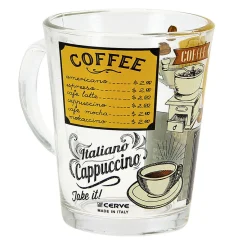 Gifi Mug en verre 31 cl transparent motif Menu Café| Vaisselle Et Accessoires De Table