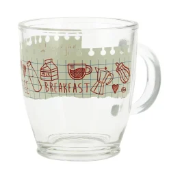 Gifi Mug en verre 38 cl transparent motif bloc note petit déjeuner| Vaisselle Et Accessoires De Table
