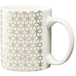 Gifi Mug imprimé géométrique doré et blanc| Vaisselle Et Accessoires De Table