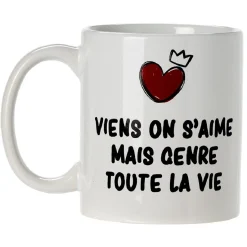 Gifi Mug imprimé message humour amour sucre ou rosé| Vaisselle Et Accessoires De Table
