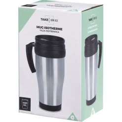 Gifi Mug isotherme 400ml gris noir| Vaisselle Et Accessoires De Table