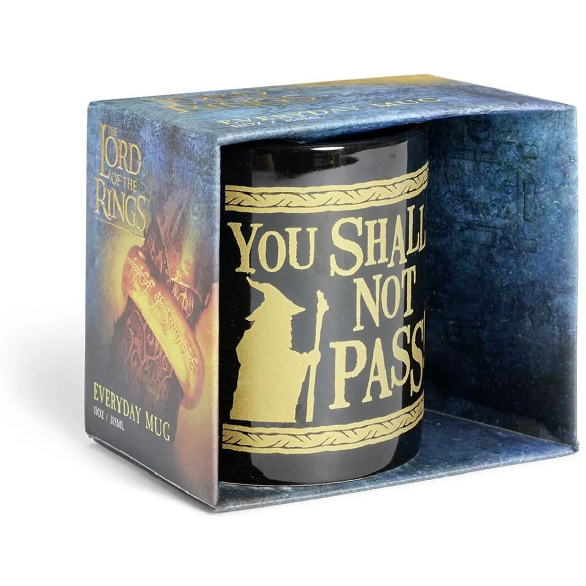 Gifi Mug Le Seigneur des Anneaux Vous ne passerez pas noir et doré 315ml| Vaisselle Et Accessoires De Table
