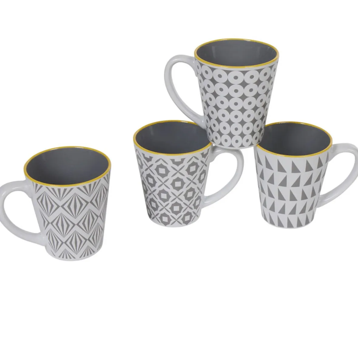 Gifi Mug motif géométrique gris et blanc| Vaisselle Et Accessoires De Table