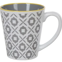 Gifi Mug motif géométrique gris et blanc| Vaisselle Et Accessoires De Table