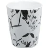 Gifi Mug noir décor tiges feuilles blanches| Vaisselle Et Accessoires De Table