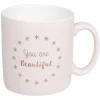 Gifi Mug rose à message beautiful motif étoiles dorées| Vaisselle Et Accessoires De Table