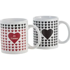 Gifi Mug thermoréactif coeur noir et rouge en grès x2| Vaisselle Et Accessoires De Table