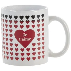 Gifi Mug thermoréactif coeur noir et rouge en grès x2| Vaisselle Et Accessoires De Table