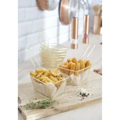 Gifi Panier de présentation métal doré ou argenté 24x11xH13,5cm| Vaisselle Et Accessoires De Table