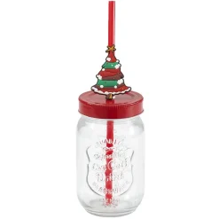 Gifi Panier rouge Merry Christmas avec gobelets Noël pailles x4| Vaisselle Et Accessoires De Table