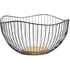 Rangement De Cuisine<Gifi Panière à fruits métal noir bambou