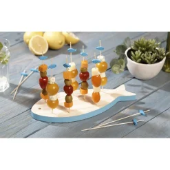 Gifi Planche support à pics apéritifs en bois forme poisson| Vaisselle Et Accessoires De Table