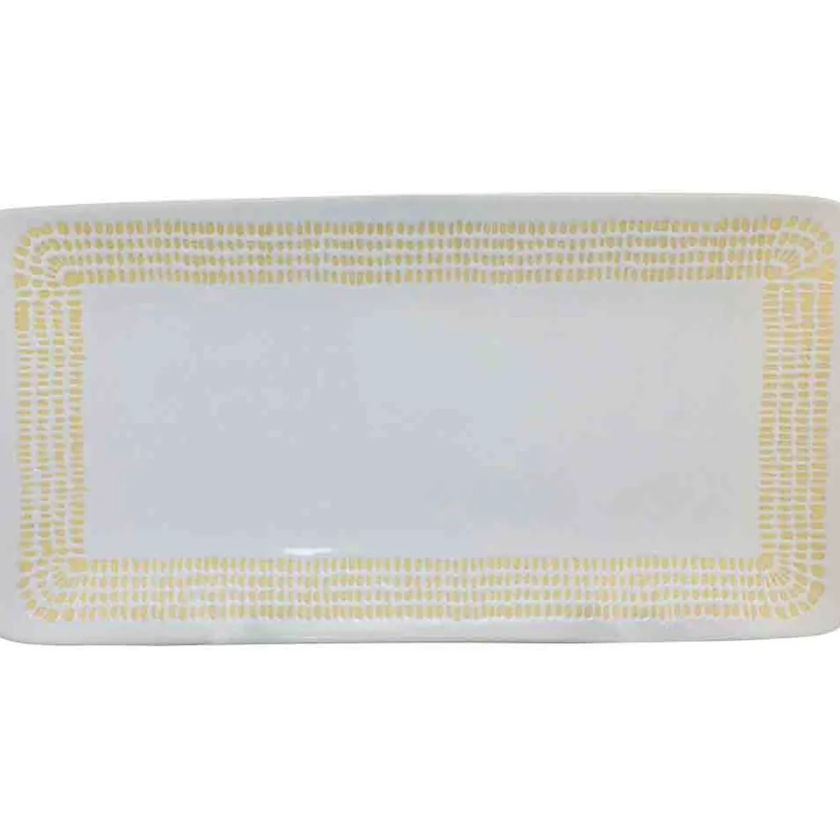 Gifi Plat à cake blanc contour grains de riz jaunes| Vaisselle Et Accessoires De Table