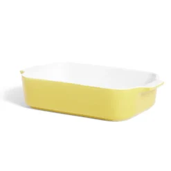 Cuisson<Gifi Plat à four en grès blanc et jaune 24x13,6xH5,5cm