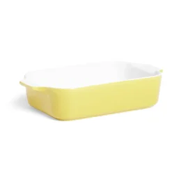 Cuisson<Gifi Plat à four en grès blanc et jaune 24x13,6xH5,5cm