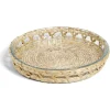 Cuisson<Gifi Plat à four en verre transparent et déco raphia beige Ø27,5xH4,5cm