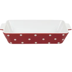 Cuisson<Gifi Plat à four rectangulaire rouge à pois blancs