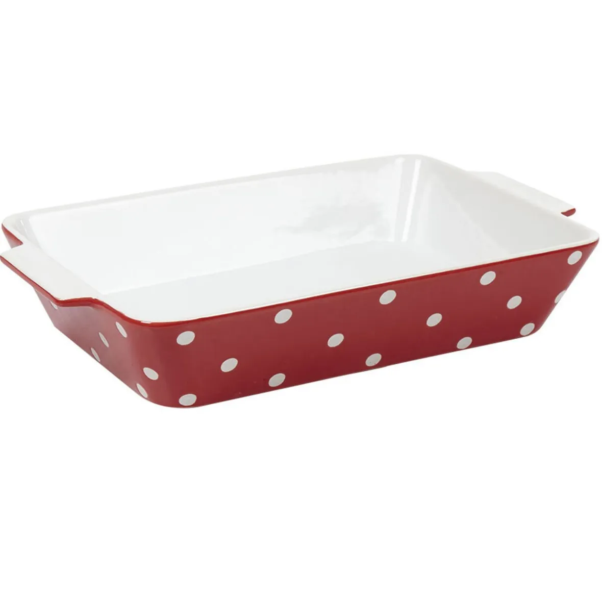 Cuisson<Gifi Plat à four rectangulaire rouge à pois blancs