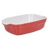 Cuisson<Gifi Plat à four rectangulaire rouge blanc
