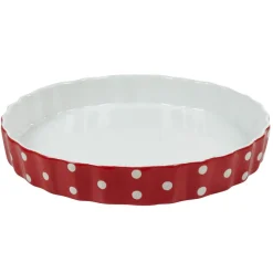 Cuisson<Gifi Plat à four rond rouge à pois blancs