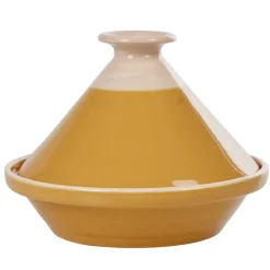 Cuisson<Gifi Plat à tajine en faïence jaune moutarde et blanc ivoire