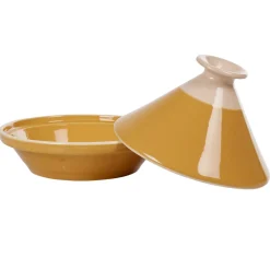 Cuisson<Gifi Plat à tajine en faïence jaune moutarde et blanc ivoire