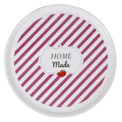 Gifi Plat à tarte céramique blanc rayure rouge| Vaisselle Et Accessoires De Table