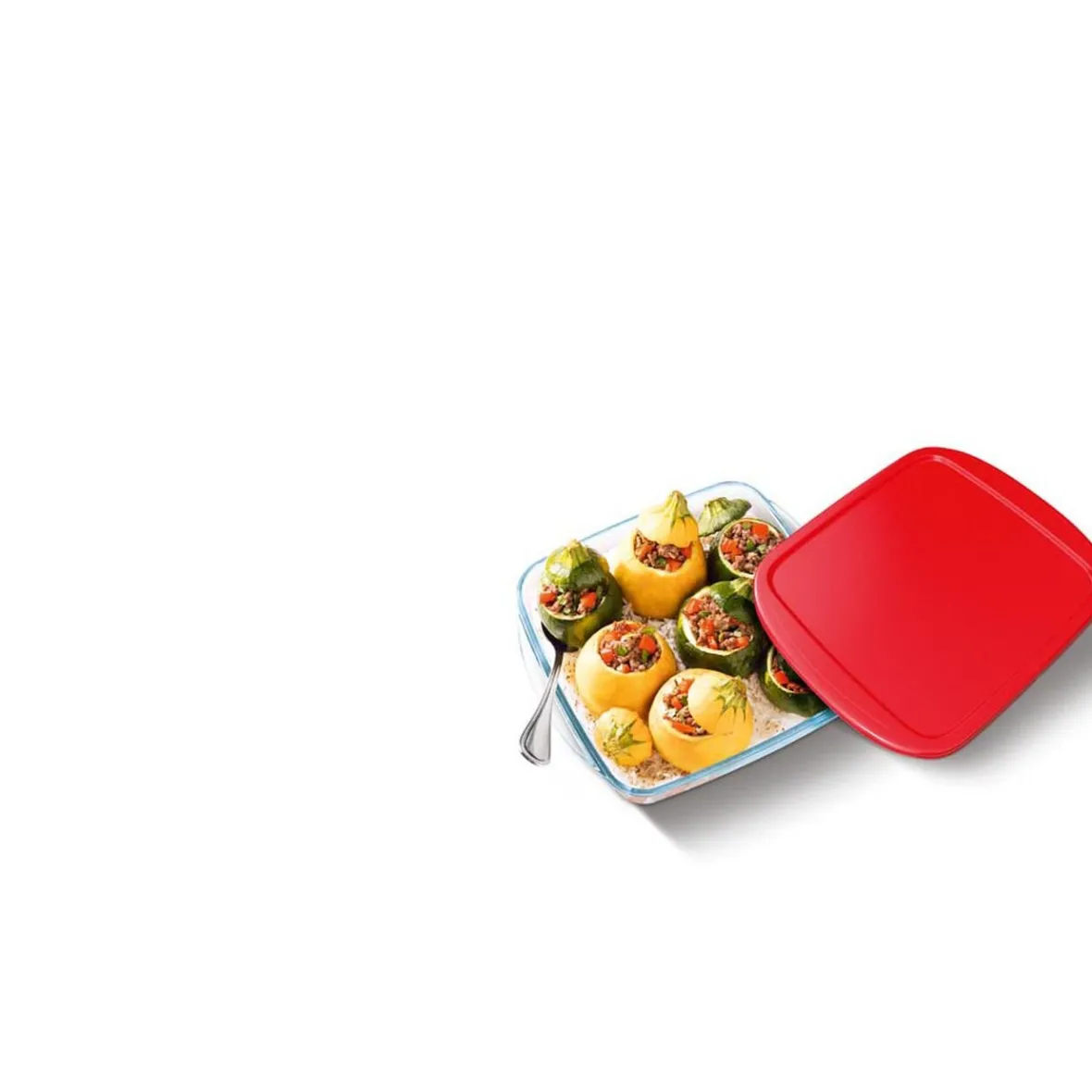 Cuisson<Gifi Plat de cuisson carré en verre avec couvercle en plastique 1 L