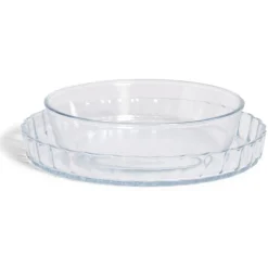 Cuisson<Gifi Plat en verre borosilicate x2 - Ø22,6cm et Ø27cm