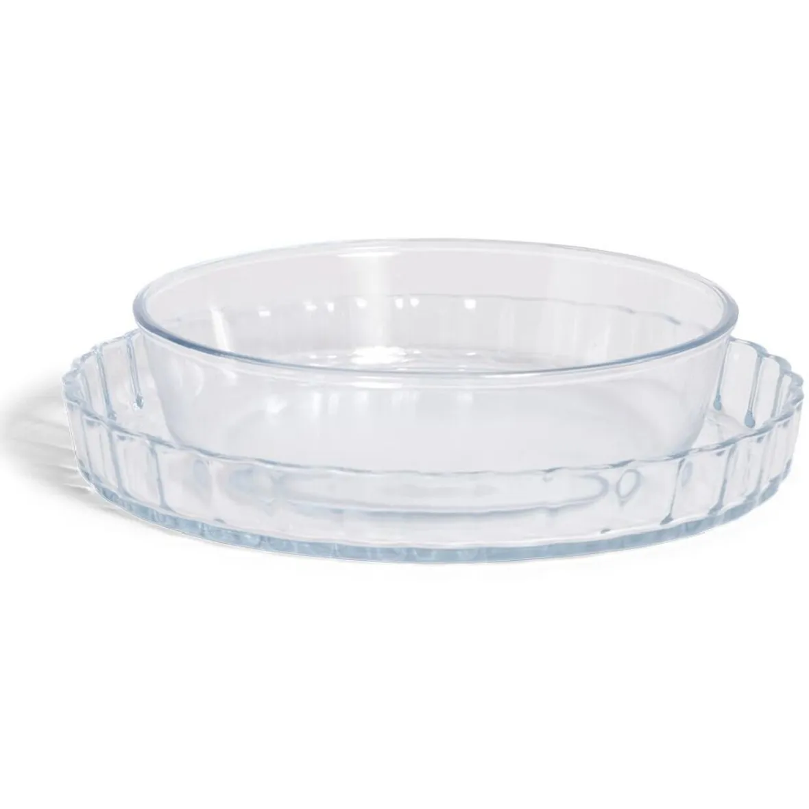 Cuisson<Gifi Plat en verre borosilicate x2 - Ø22,6cm et Ø27cm