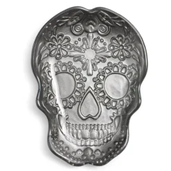 Vaisselle Et Accessoires De Table<Gifi Plat Halloween tête de mort mexicaine en verre noir 15x11xH2cm