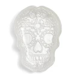 Gifi Plat Halloween tête de mort mexicaine en verre blanc 15x11xH2cm| Vaisselle Et Accessoires De Table