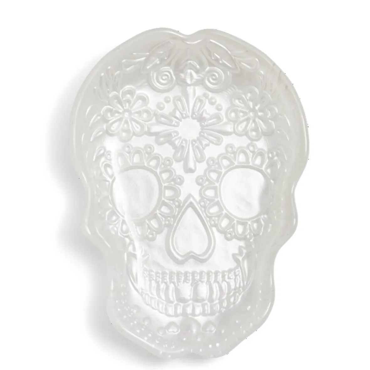 Gifi Plat Halloween tête de mort mexicaine en verre blanc 15x11xH2cm| Vaisselle Et Accessoires De Table