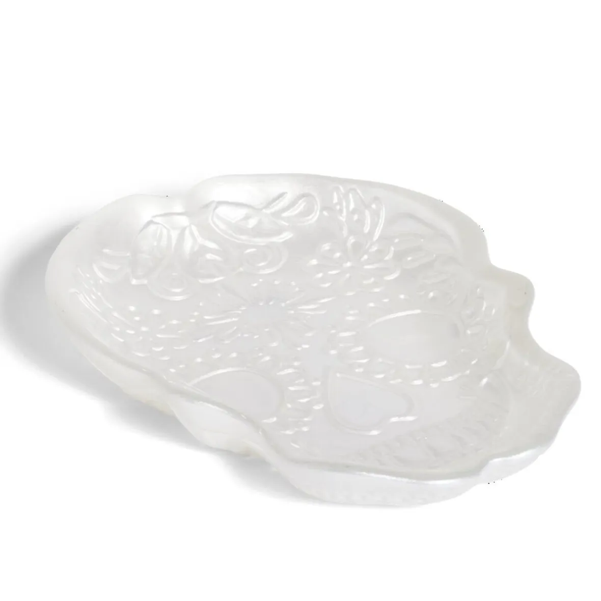 Gifi Plat Halloween tête de mort mexicaine en verre blanc 15x11xH2cm| Vaisselle Et Accessoires De Table