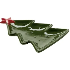 Gifi Plat service sapin en céramique vert| Vaisselle Et Accessoires De Table
