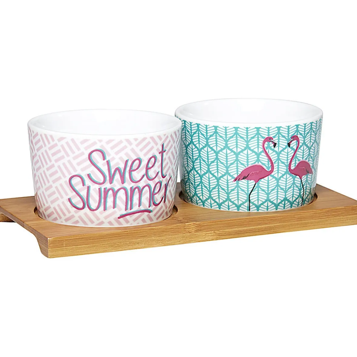 Gifi Plateau + 2 coupelles apéritif motif flamant rose| Vaisselle Et Accessoires De Table