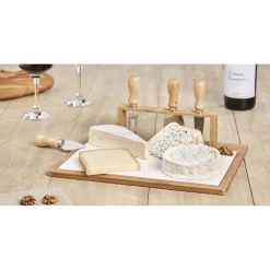 Gifi Plateau à fromage avec 4 couteaux intégrés| Vaisselle Et Accessoires De Table