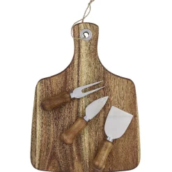 Gifi Plateau à fromage en bois avec 3 couteaux| Vaisselle Et Accessoires De Table