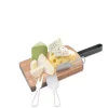 Vaisselle Et Accessoires De Table<Gifi Plateau à fromage en bois avec 3 ustensiles inox 16x39cm